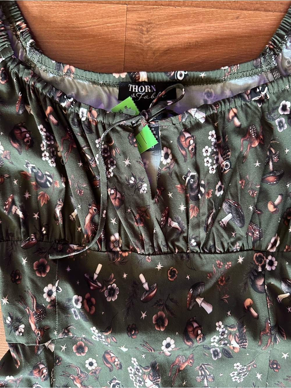 Hot Topic Green Thorn & Fable Woodland Creature Floral Maxi Dress - Picture 6 of 13